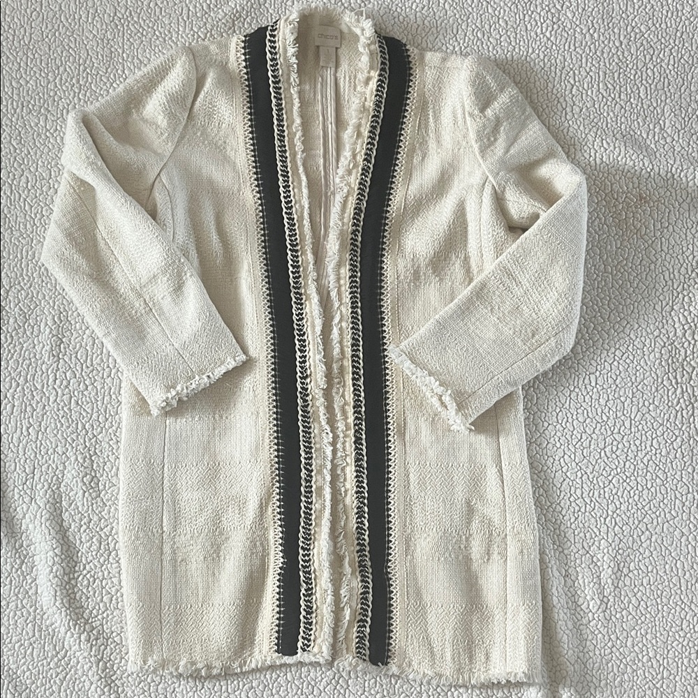 Chico's Cream Cardigan with Black Accents